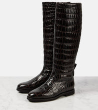 Brunello Cucinelli Croc-effect leather knee-high boots