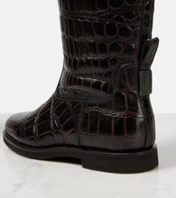 Brunello Cucinelli Croc-effect leather knee-high boots