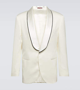 Brunello Cucinelli D√É¬©lav√É¬© silk twill tuxedo jacket