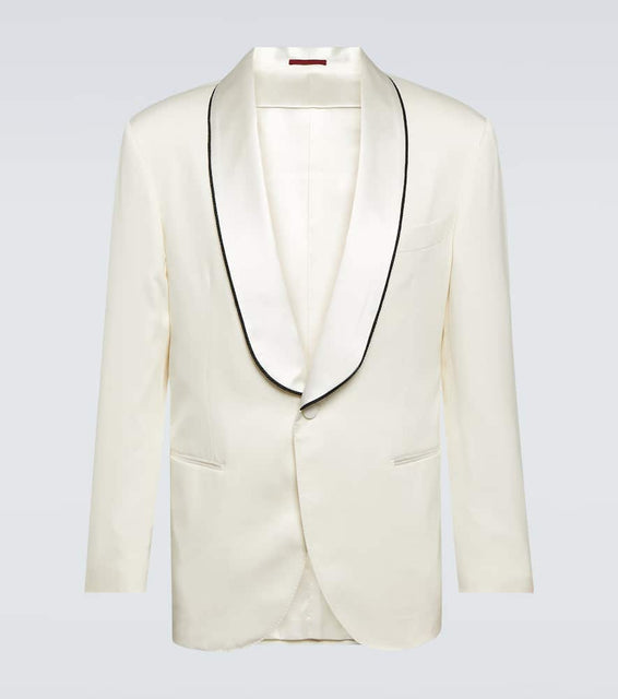 Brunello Cucinelli D√É¬©lav√É¬© silk twill tuxedo jacket