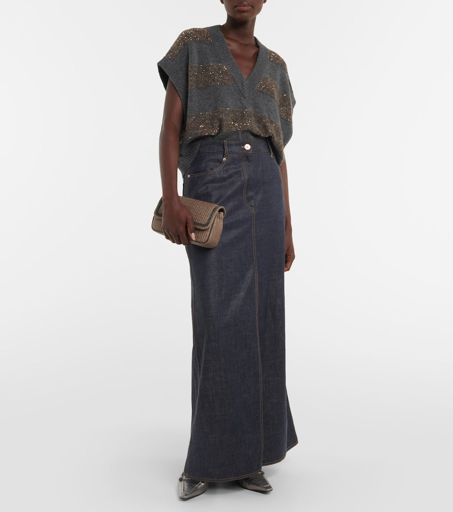 Brunello Cucinelli Denim maxi skirt