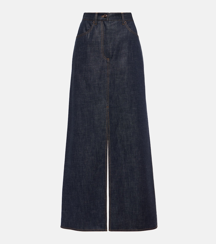 Brunello Cucinelli Denim maxi skirt - Brunello Cucinelli 牛仔超长半身裙