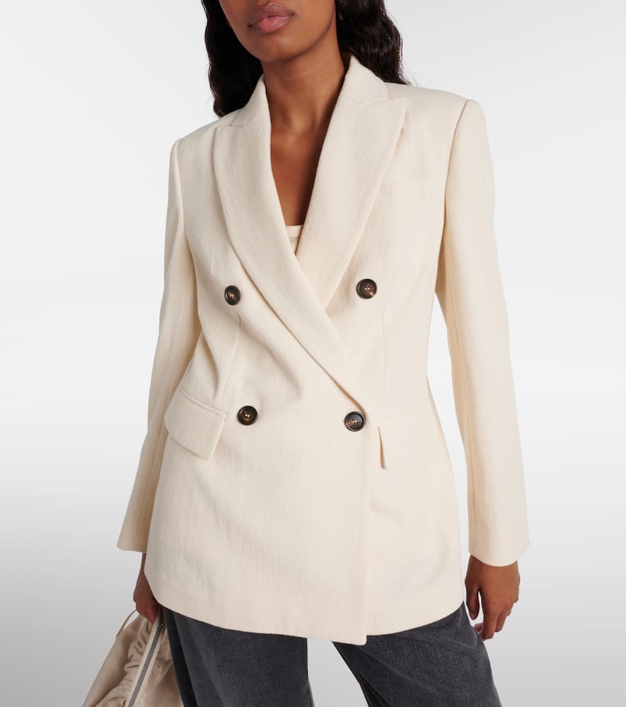 Brunello Cucinelli Double-breasted cotton and wool-blend blazer