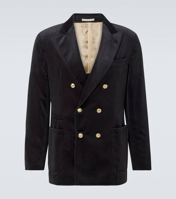 Brunello Cucinelli Double-breasted cotton velvet blazer