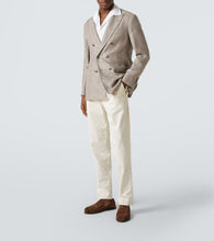 Brunello Cucinelli Double-breasted linen, wool, and silk blazer