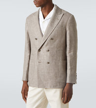 Brunello Cucinelli Double-breasted linen, wool, and silk blazer