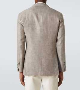 Brunello Cucinelli Double-breasted linen, wool, and silk blazer