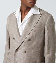 Brunello Cucinelli Double-breasted linen, wool, and silk blazer