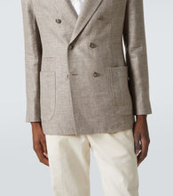 Brunello Cucinelli Double-breasted linen, wool, and silk blazer