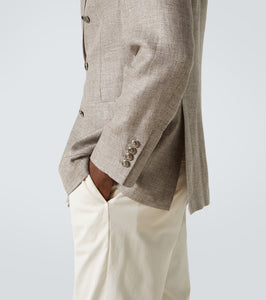 Brunello Cucinelli Double-breasted linen, wool, and silk blazer