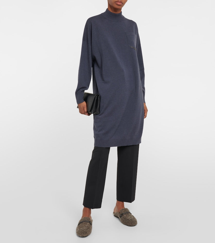 Brunello Cucinelli Embellished cashmere sweater dress
