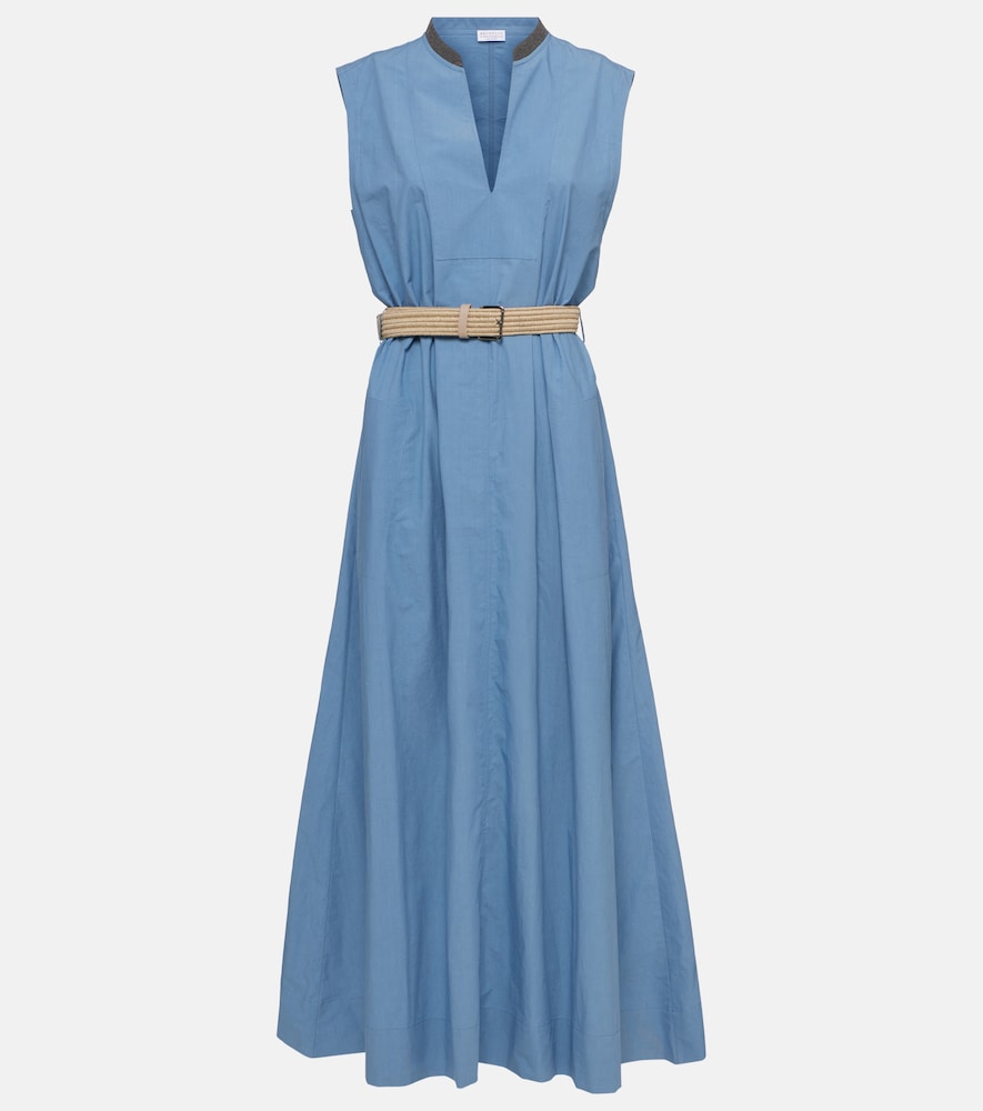 Brunello Cucinelli Embellished cotton poplin maxi dress. Brunello Cucinelli 缀饰棉质府绸长裙