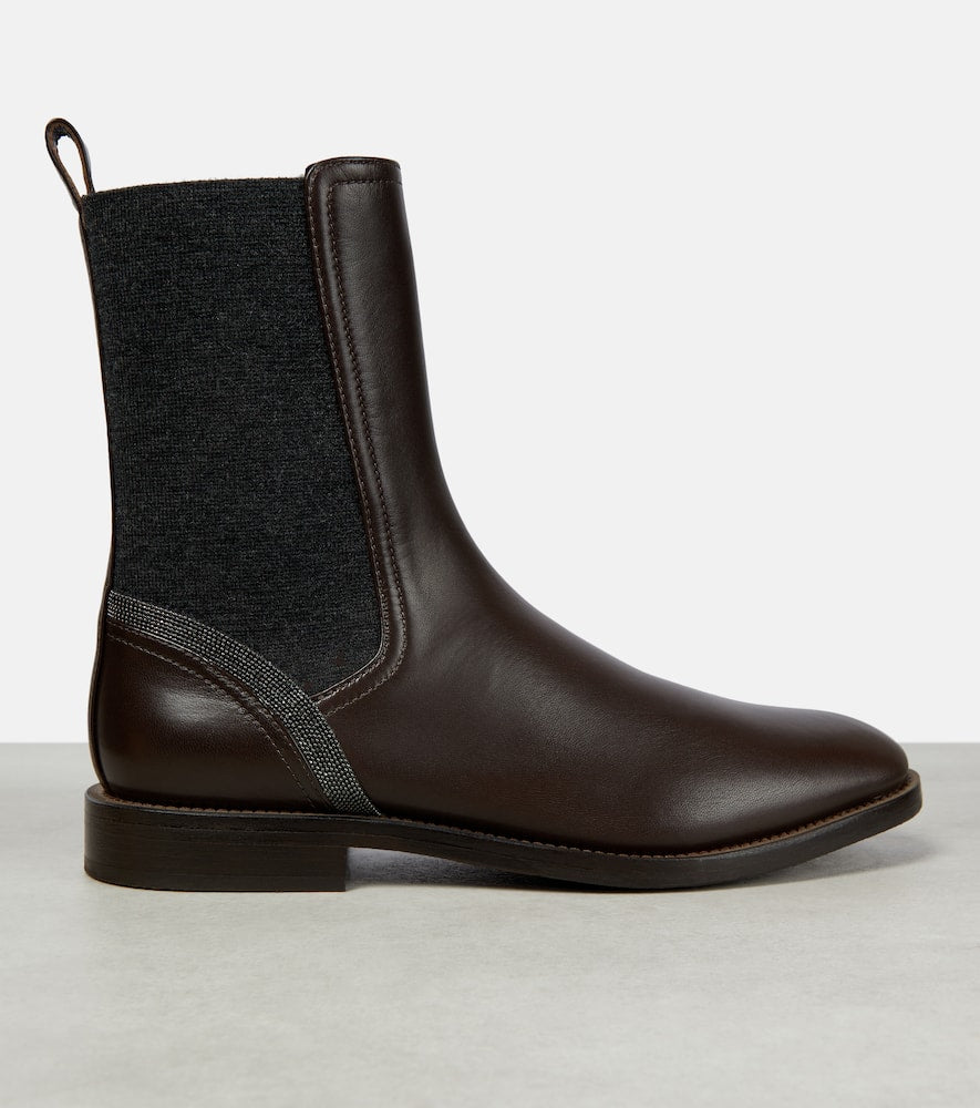 Brunello Cucinelli Embellished leather Chelsea boots