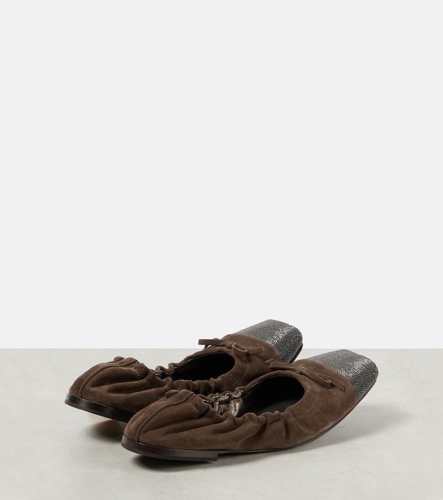 Brunello Cucinelli Embellished suede ballet flats