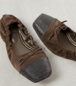 Brunello Cucinelli Embellished suede ballet flats