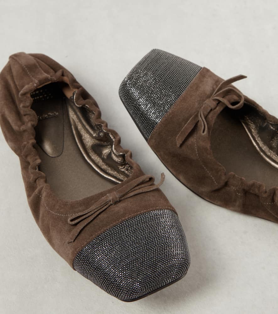 Brunello Cucinelli Embellished suede ballet flats