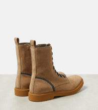 Brunello Cucinelli Embellished suede lace-up boots