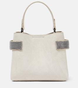 Brunello Cucinelli Embellished suede shoulder bag