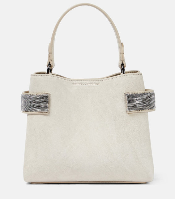 Brunello Cucinelli Embellished suede shoulder bag