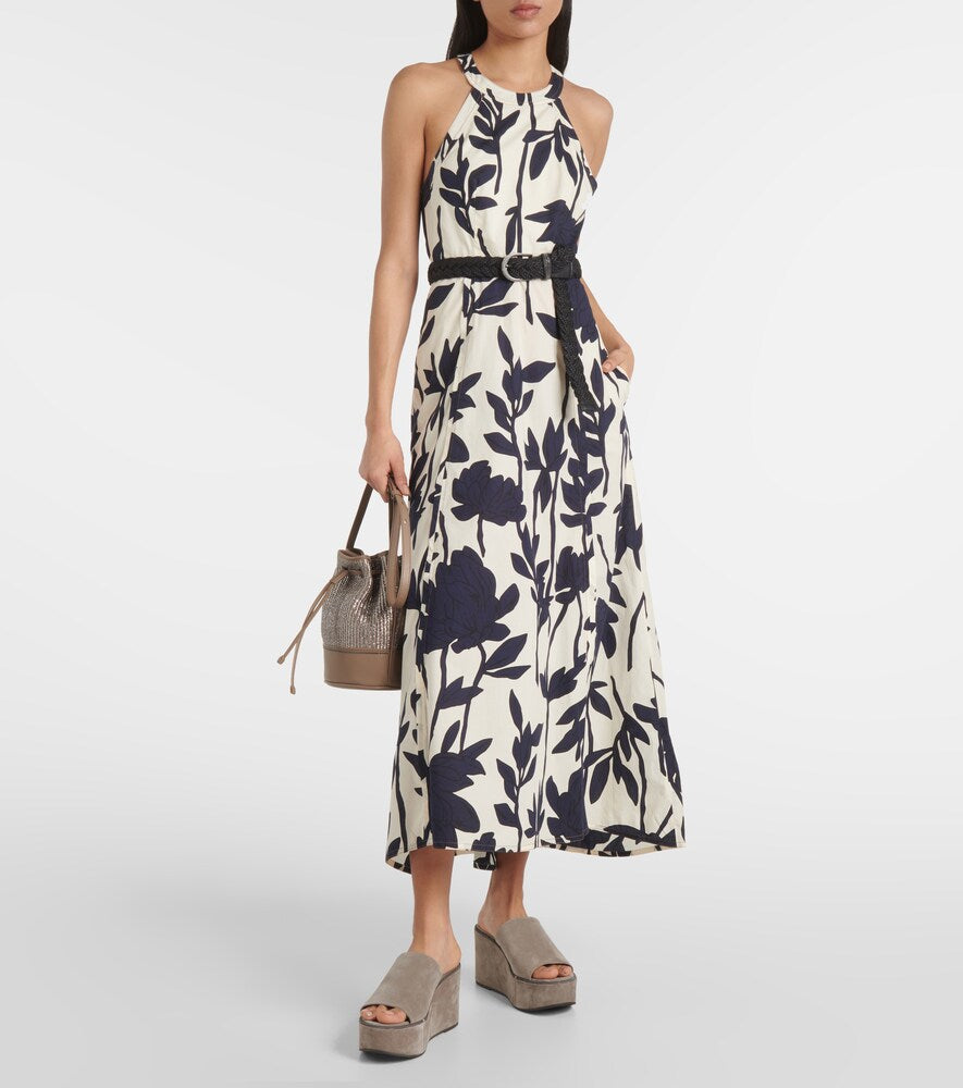 Brunello Cucinelli Floral cotton midi dress