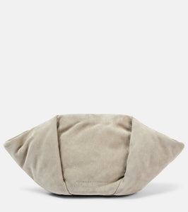 Brunello Cucinelli Fold-Over Small suede clutch. Shop Brunello Cucinelli Clutches for women now.