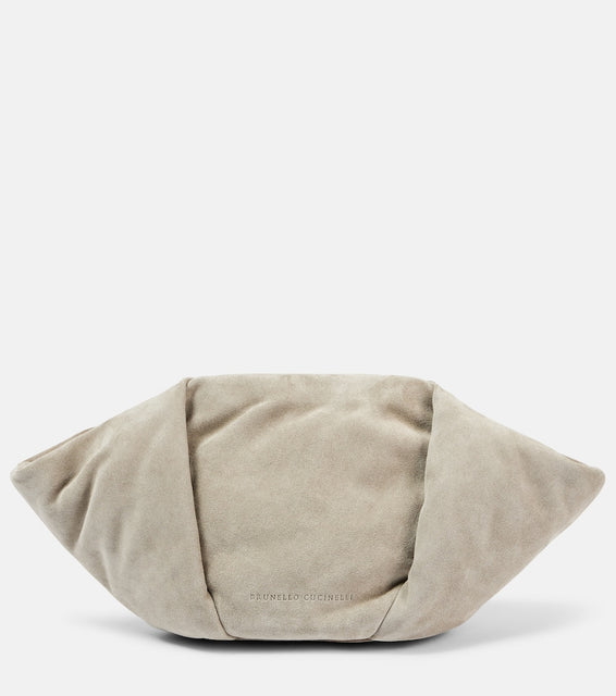 Brunello Cucinelli Fold-Over Small suede clutch. Shop Brunello Cucinelli Clutches for women now.