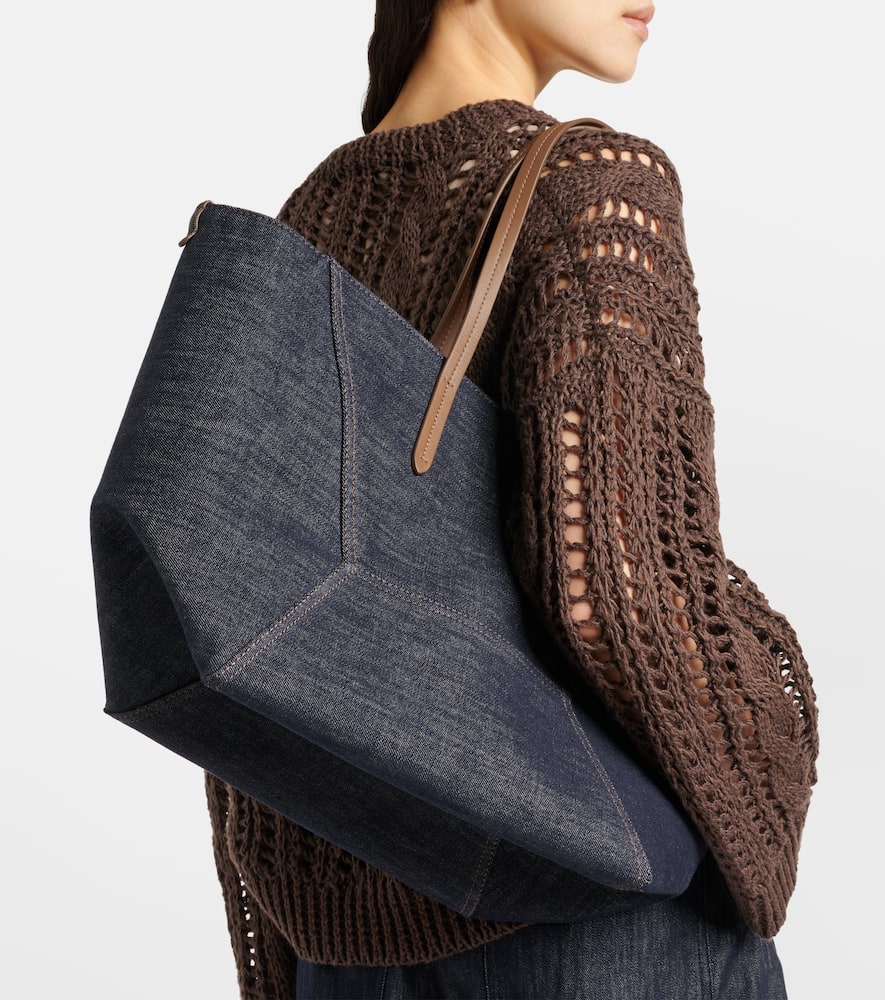 Brunello Cucinelli Foulard Large denim tote bag