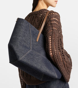 Brunello Cucinelli Foulard Large denim tote bag