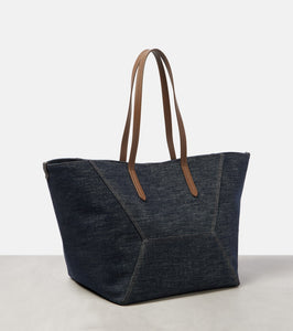 Brunello Cucinelli Foulard Large denim tote bag