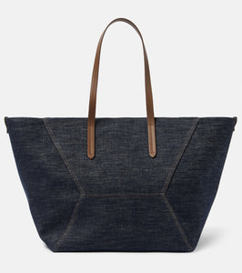 Brunello Cucinelli Foulard Large denim tote bag. Shop Brunello Cucinelli Tote Bags for women now.
