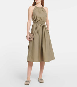 Brunello Cucinelli Halterneck cotton-blend midi dress