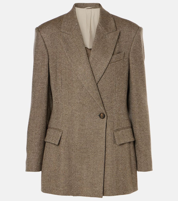 Brunello Cucinelli Herringbone wool-blend blazer