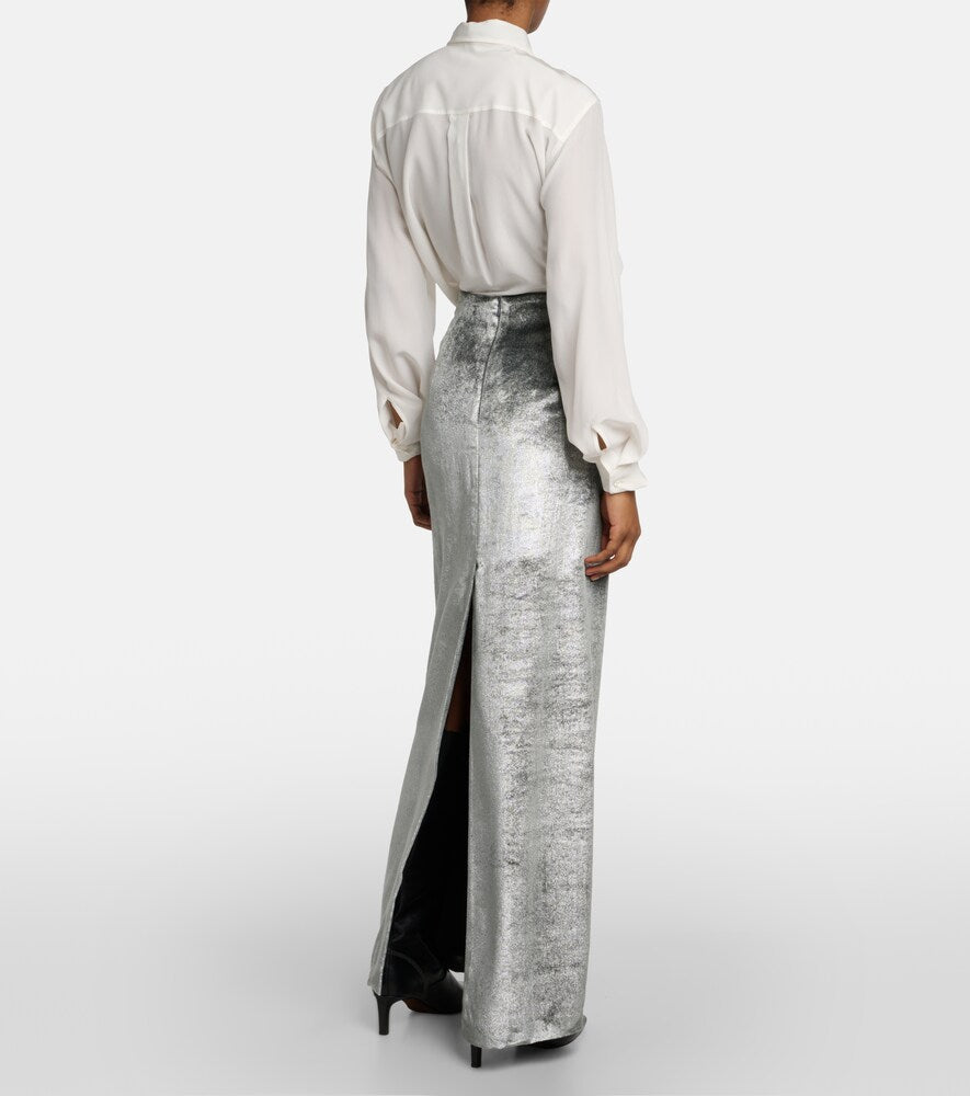 Brunello Cucinelli High-rise velvet maxi skirt