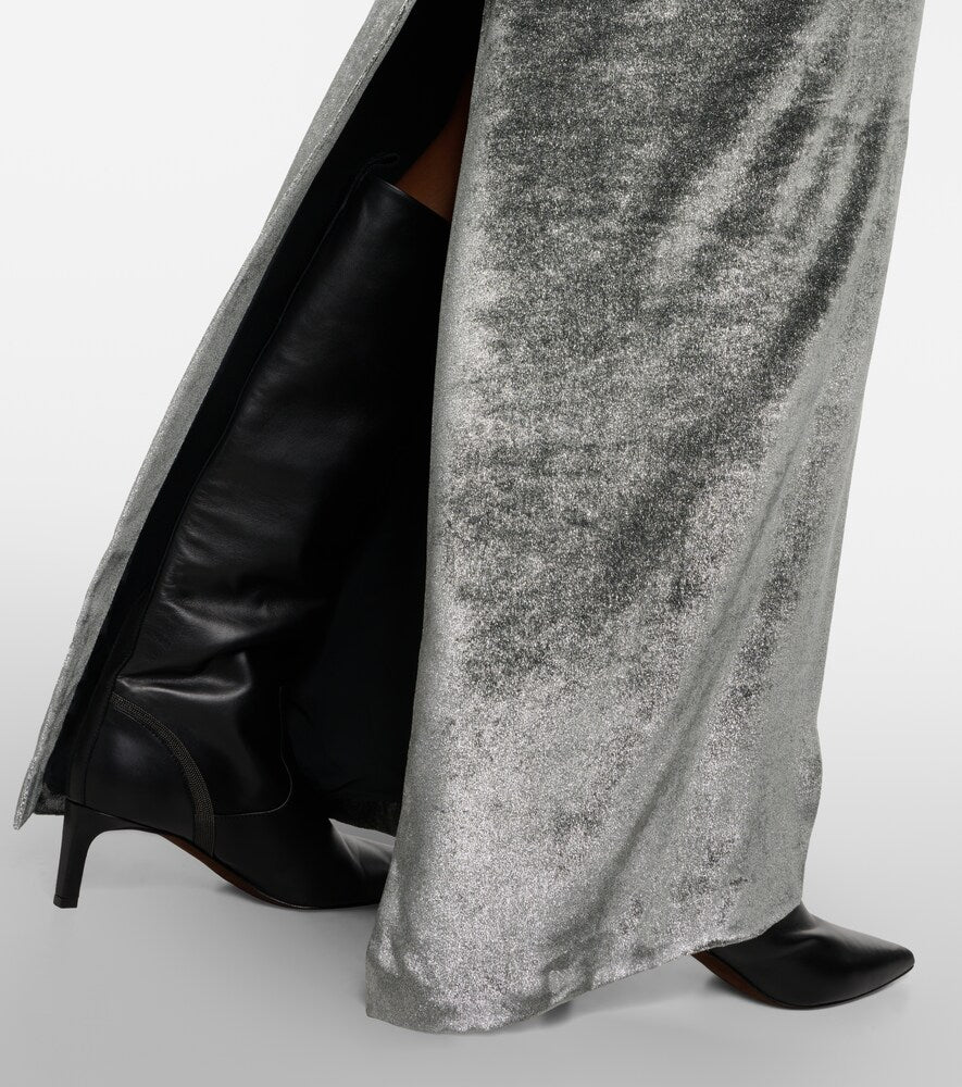 Brunello Cucinelli High-rise velvet maxi skirt