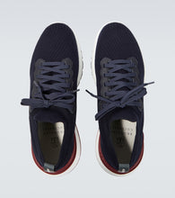 Brunello Cucinelli Knitted leather-trimmed sneakers