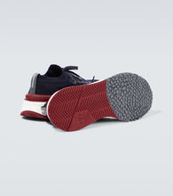 Brunello Cucinelli Knitted leather-trimmed sneakers
