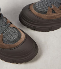 Brunello Cucinelli Knitted suede lace-up boots