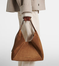Brunello Cucinelli Large paneled suede shoulder bag