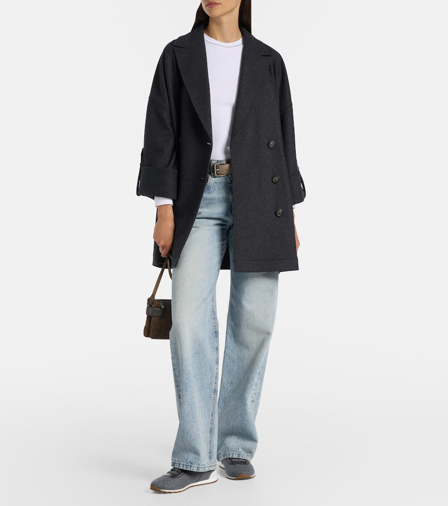Brunello Cucinelli Leather-trimmed felt sneakers