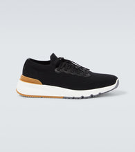 Brunello Cucinelli Leather-trimmed knit sneakers - Brunello Cucinelli 皮革饰边针织运动鞋