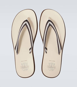 Brunello Cucinelli Leather-trimmed slippers
