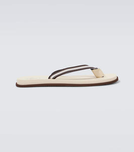 Brunello Cucinelli Leather-trimmed slippers