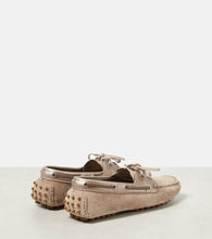 Brunello Cucinelli Leather-trimmed suede moccasins
