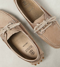 Brunello Cucinelli Leather-trimmed suede moccasins