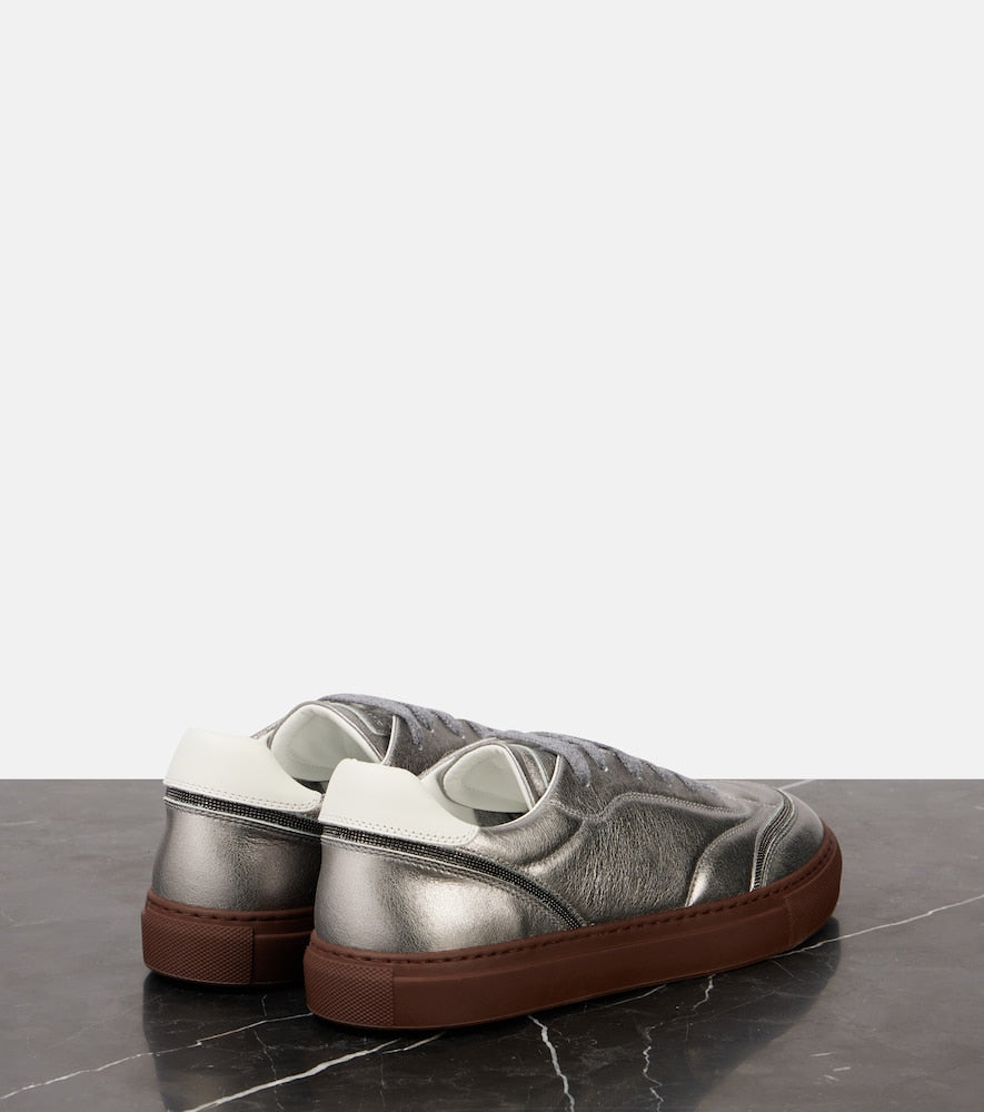 Brunello Cucinelli Metallic leather sneakers