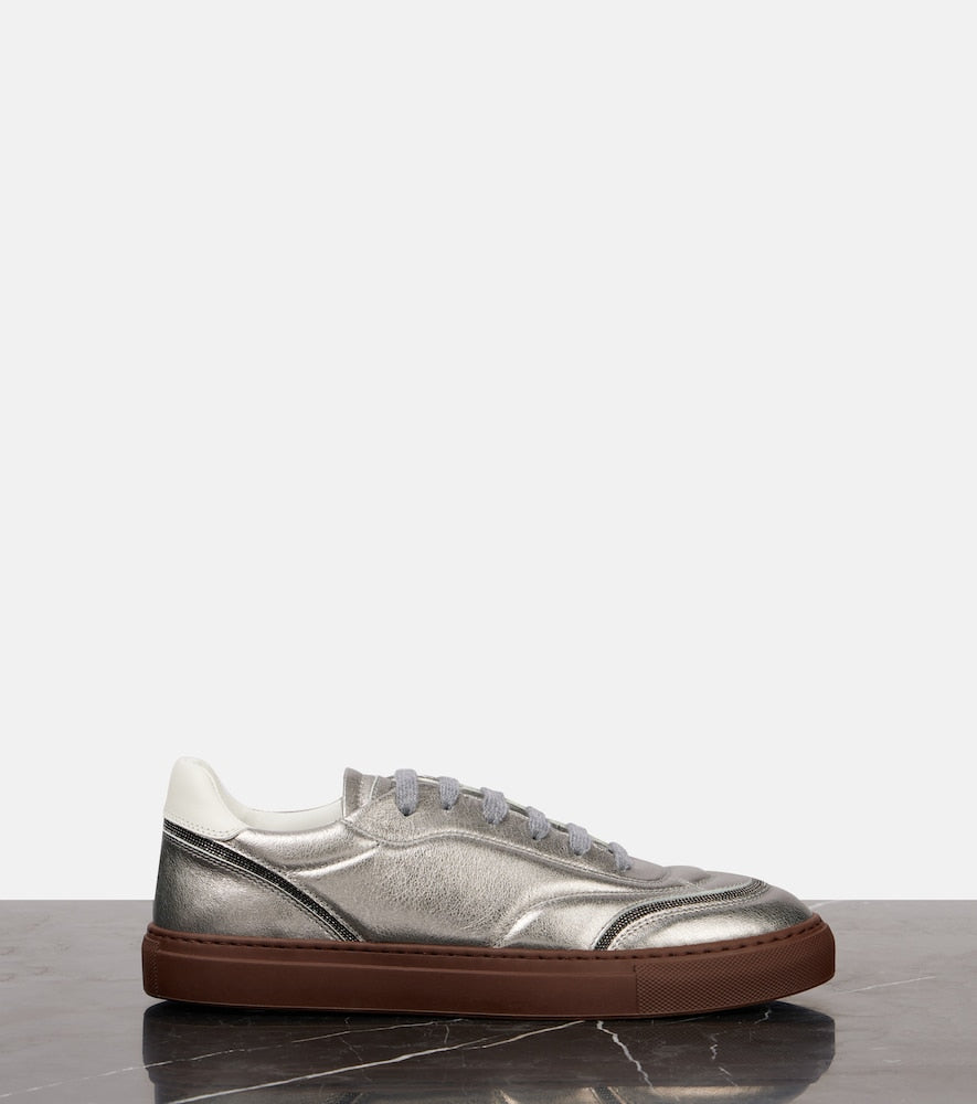 Brunello Cucinelli Metallic leather sneakers