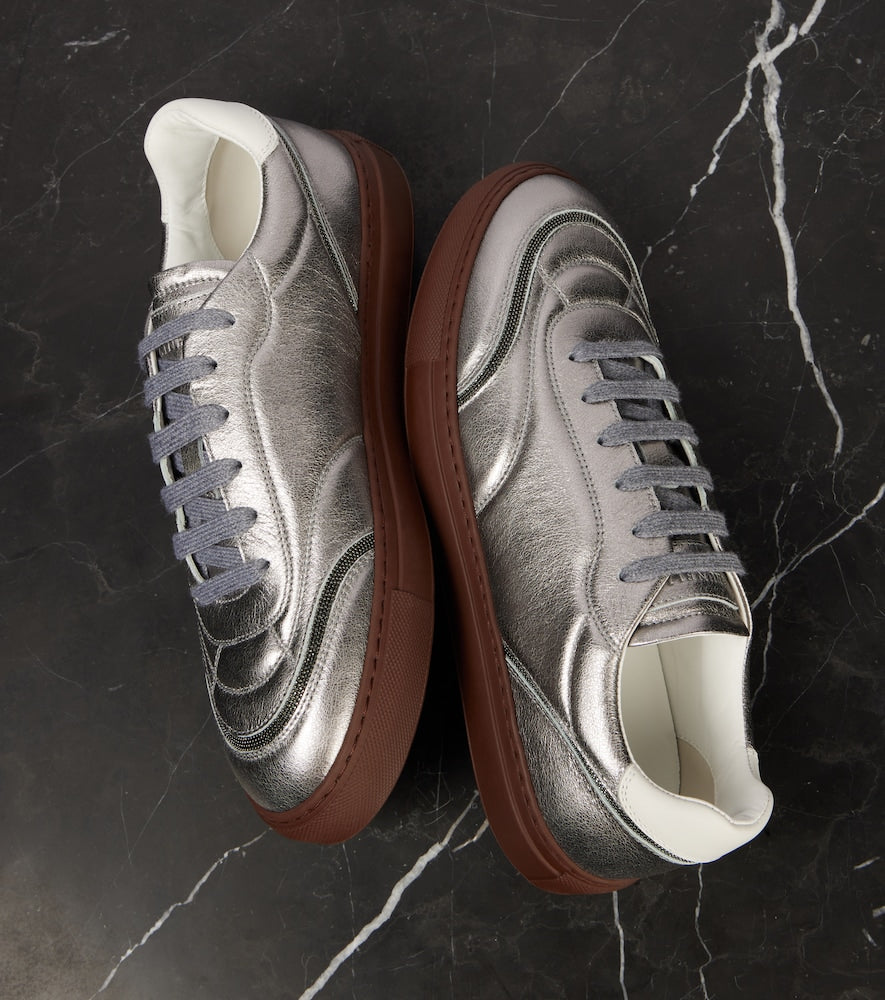 Brunello Cucinelli Metallic leather sneakers