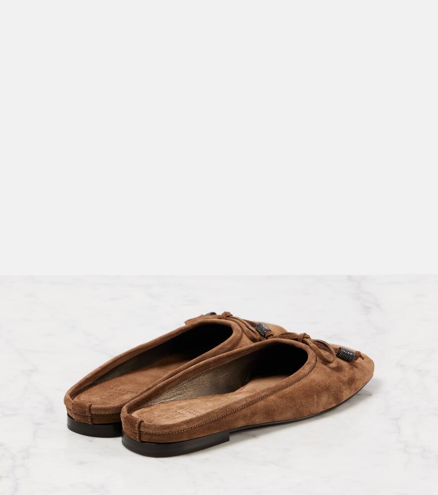 Brunello Cucinelli Monili bow-detail suede mules