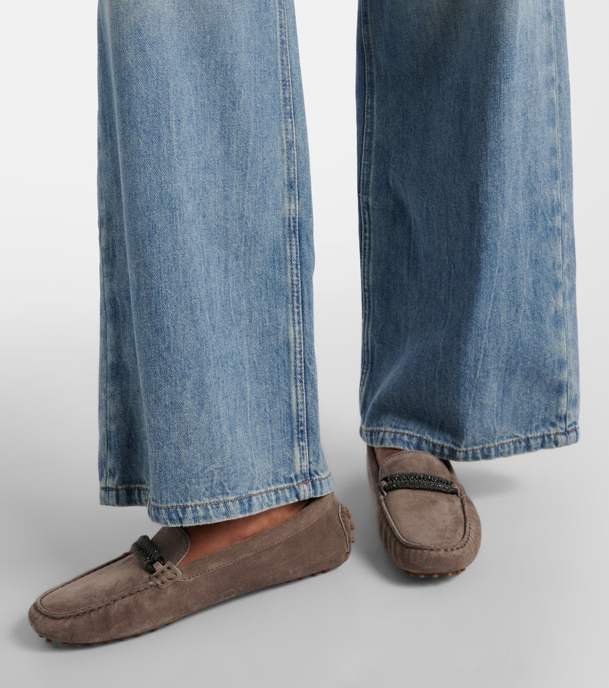 Brunello Cucinelli Monili-embellished suede loafers