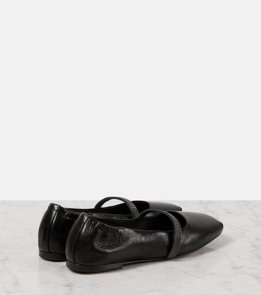 Brunello Cucinelli Monili leather Mary Jane flats